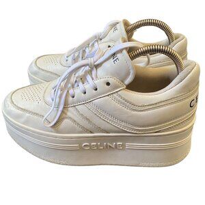 CELINE BLOCK SNEAKERS WITH WEDGE OUTSOLE IN CALFSKIN Size 38 US 7.5